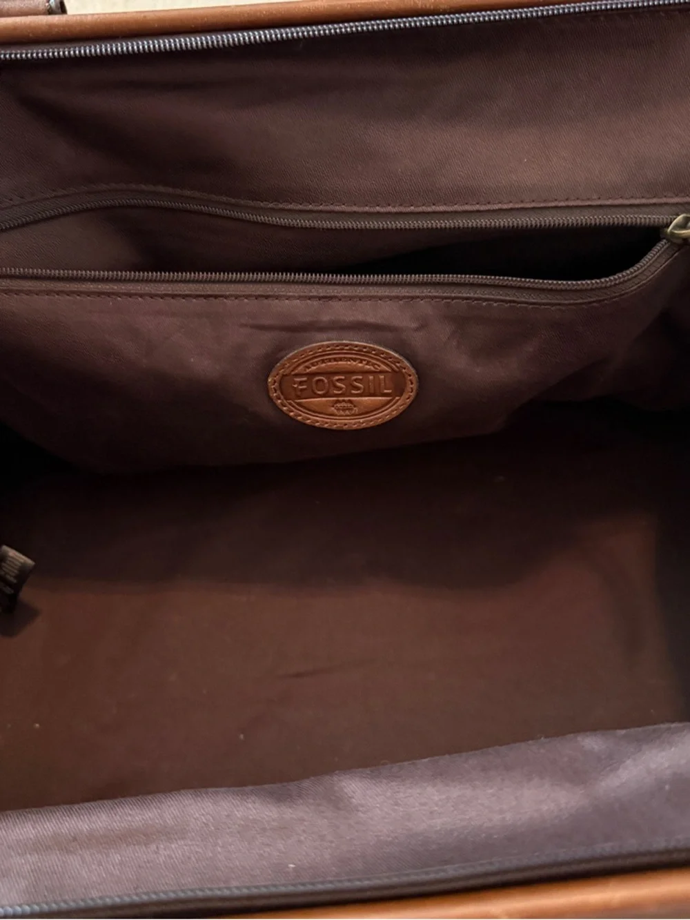 Fossil Cognac Leather Duffel Bag